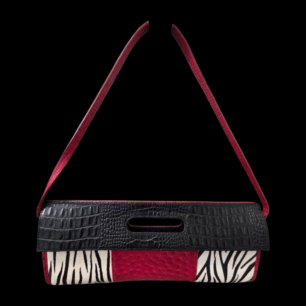 CLEO & PATEK Elegant Red and Black Women's Bag